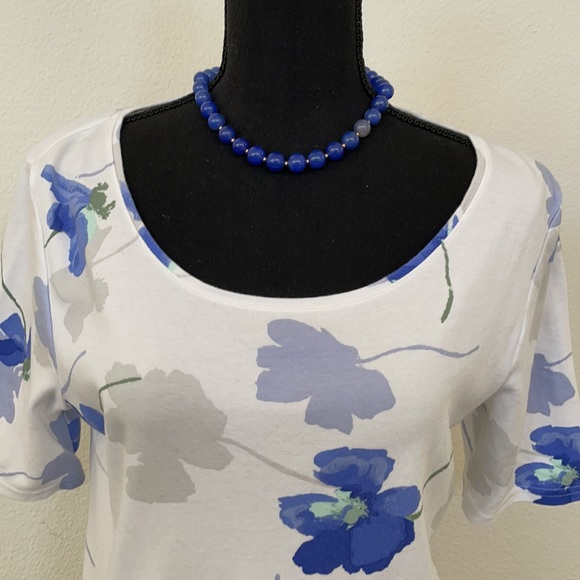 Croft & Barrow Classic Blue Floral Tee Size M - Picture 2 of 5
